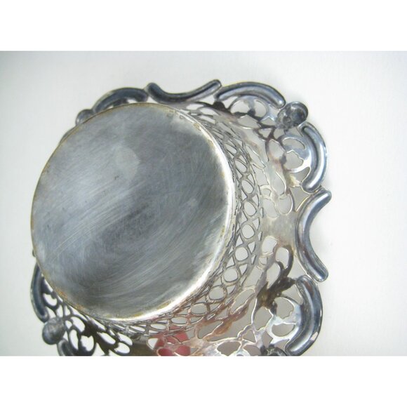 Vintage Victorian Style Silver Plate Decorative Basket Dish Bowl Filigree - Picture 15 of 16